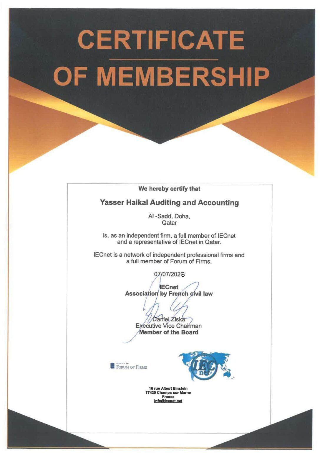 IEC Certificate – Yasser Haikal